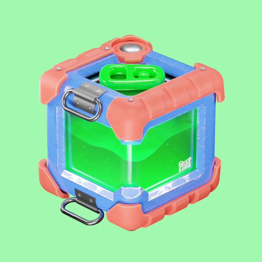 Apple Sour — a green-and-coral GloopCube slime incubator concept